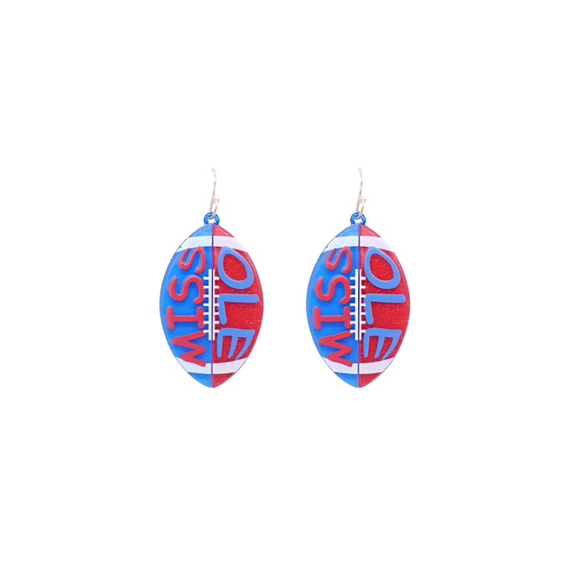 Red and Blue Football Earrings