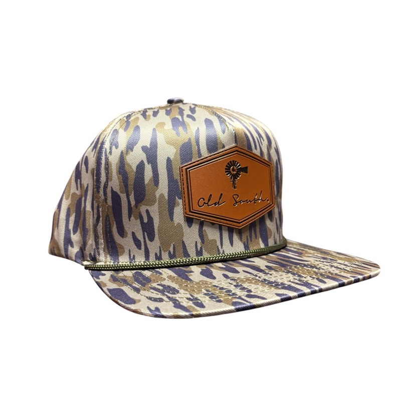Signature Leather Patch Trucker Hat in Osland Camo