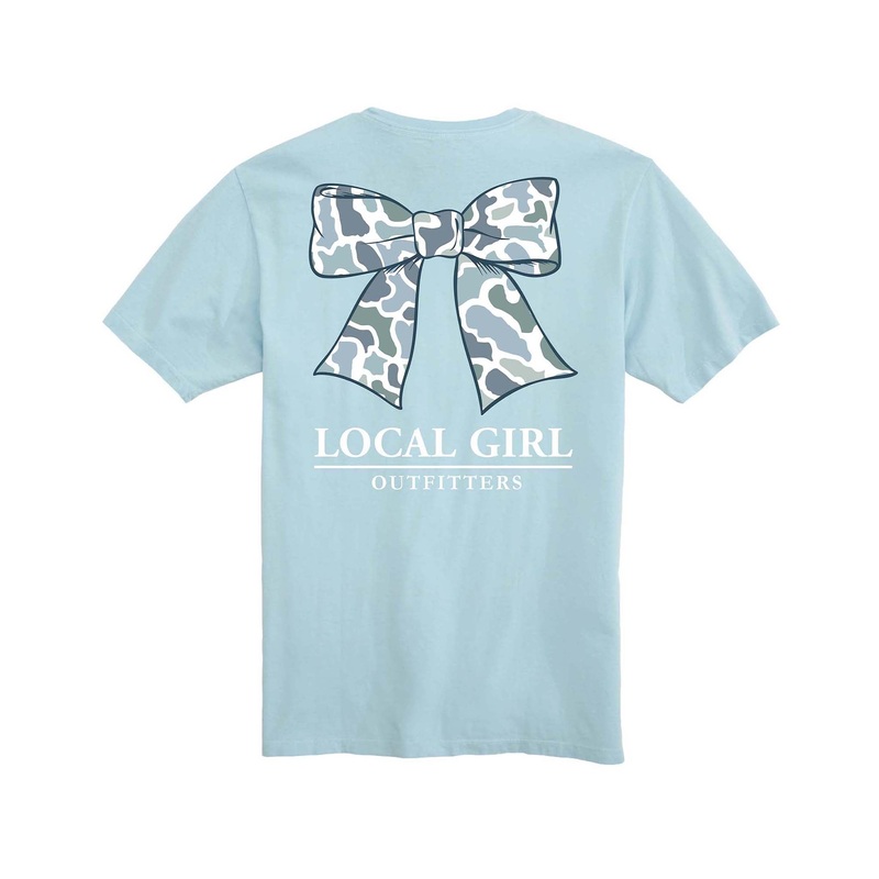 Youth Camo Bow Short Sleeve T-Shirt in Chambray