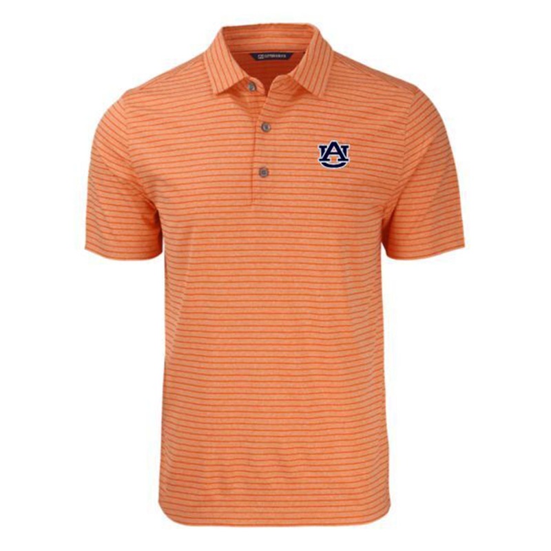 Auburn Heather Stripe Short Sleeve Polo