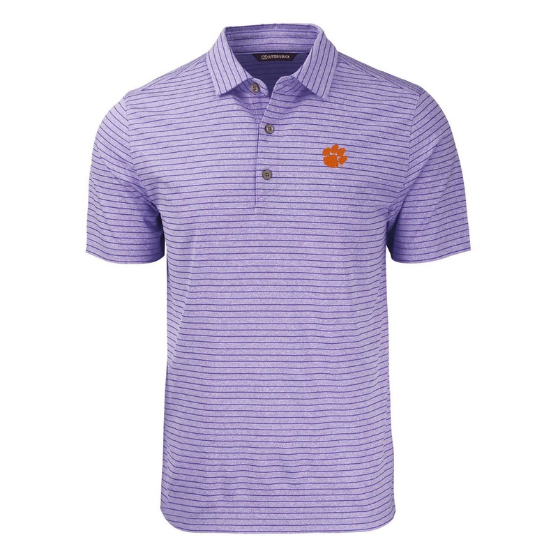 Clemson Heather Stripe Short Sleeve Polo
