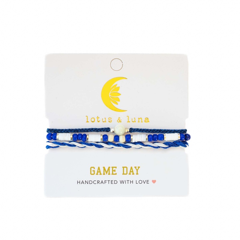 Game Day Bracelet Stack in Blue and White