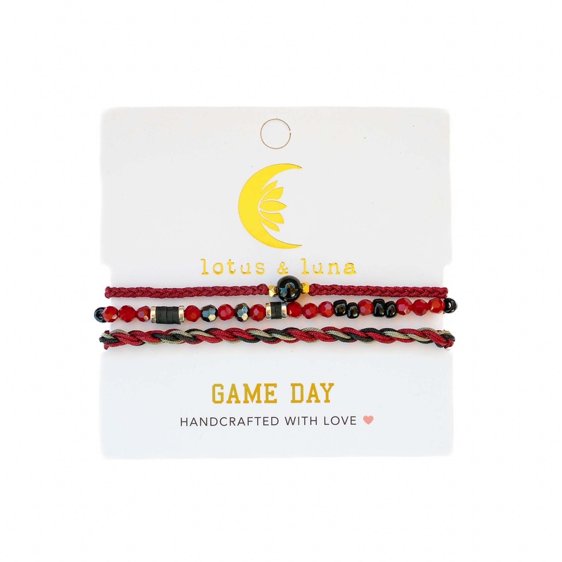Game Day Bracelet Stack in Garnet and Black