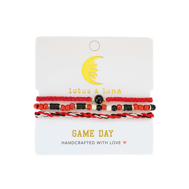 Game Day Bracelet Stack in Red and Black