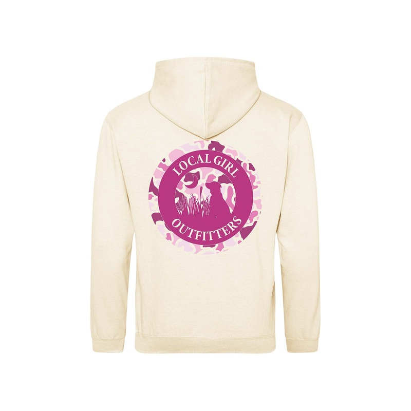 Local Girl Youth Pink Localflage Badge Hoodie in Vanilla