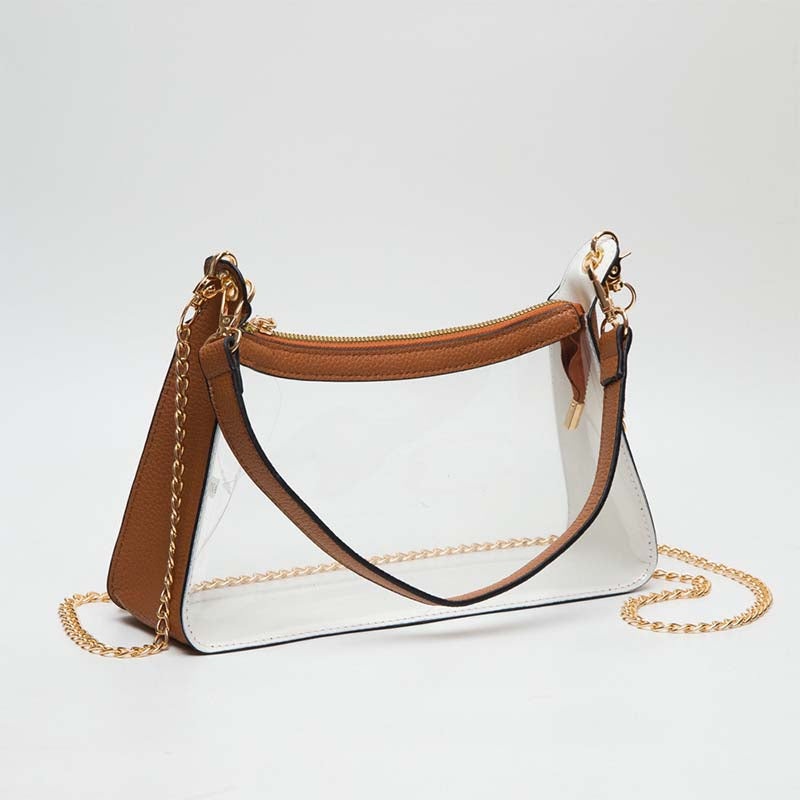 Tan Shoulder Strap Clear Bag|Default Title