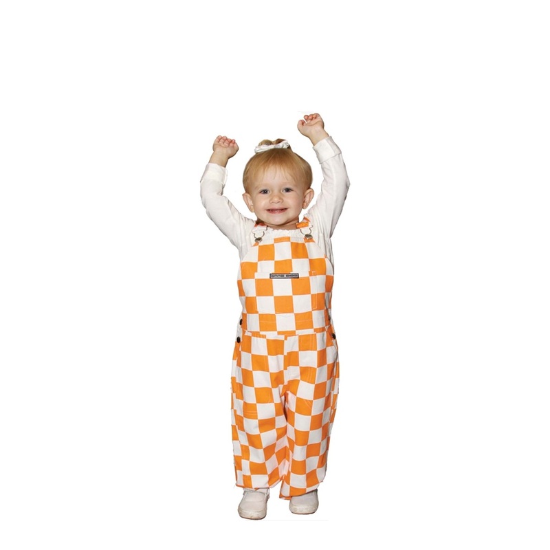Toddler Checked Orange and White Overall Bibs