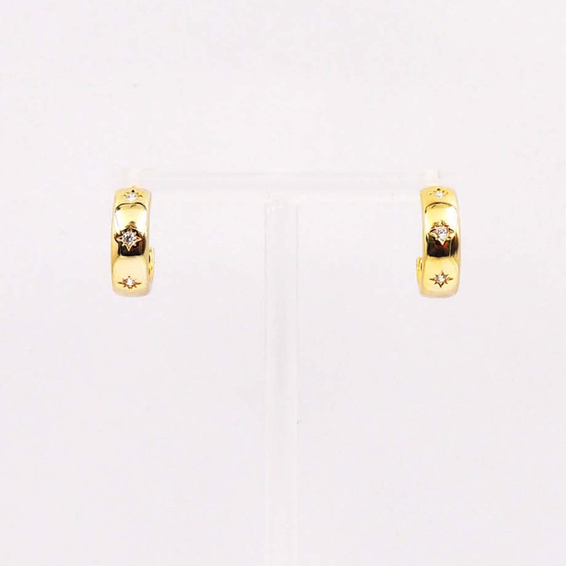 Diamond Star Gold Hoop Earrings