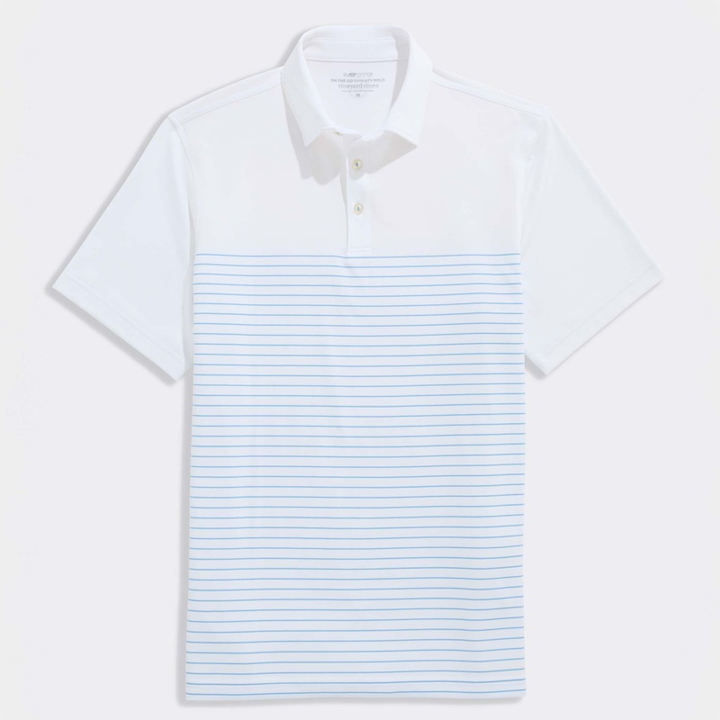 Fairway Breton Stripe Sankaty Polo in White and Ocean Breeze