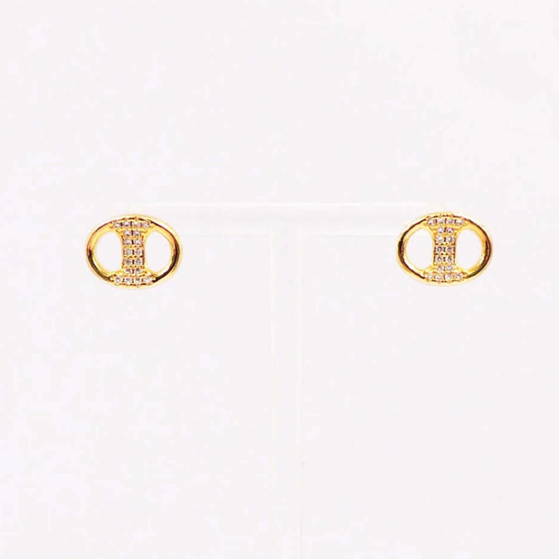 Pop Tab With Diamonds Gold Stud Earrings