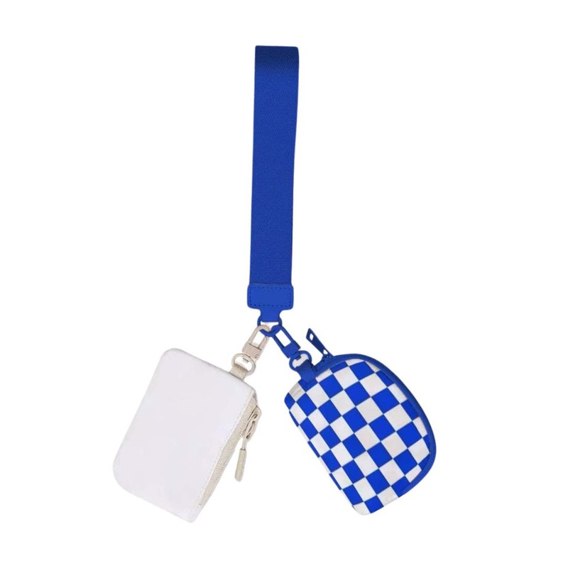 Royal Blue Checkered Duel Wristlet