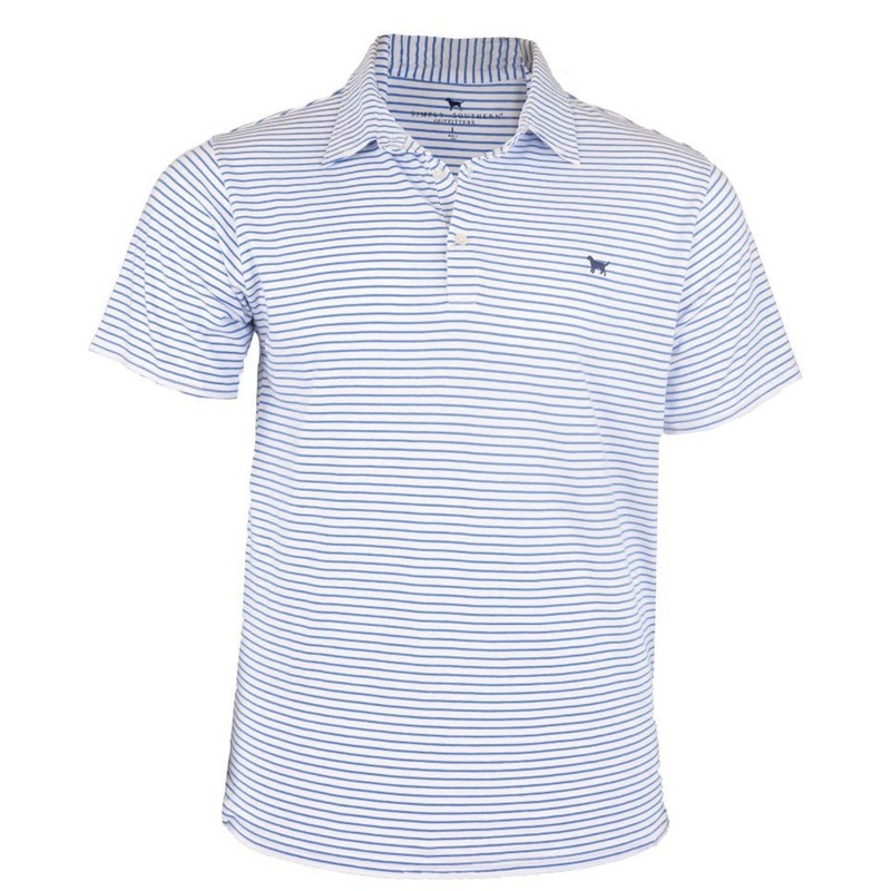 Striped Men’s Short Sleeve Polo in Blue and White