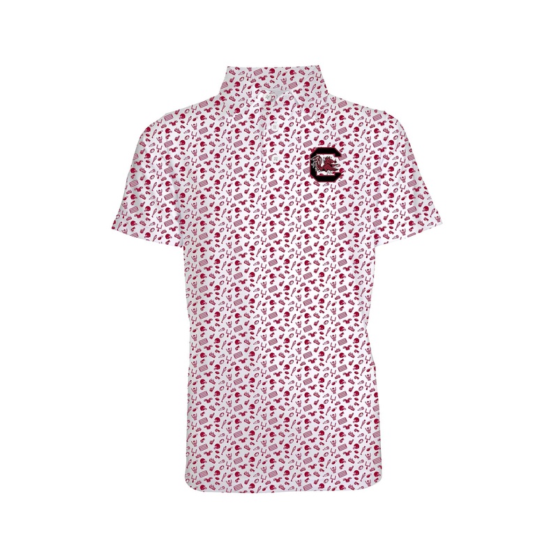 Toddler USC Scattered Print Polo in Garnet