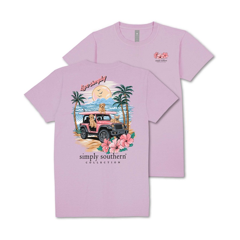 Youth Live Simply Dog and Jeep Short Sleeve T-Shirt in Lilac