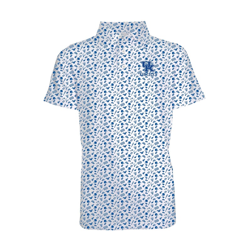 Youth UK Scattered Print Polo in Royal Blue