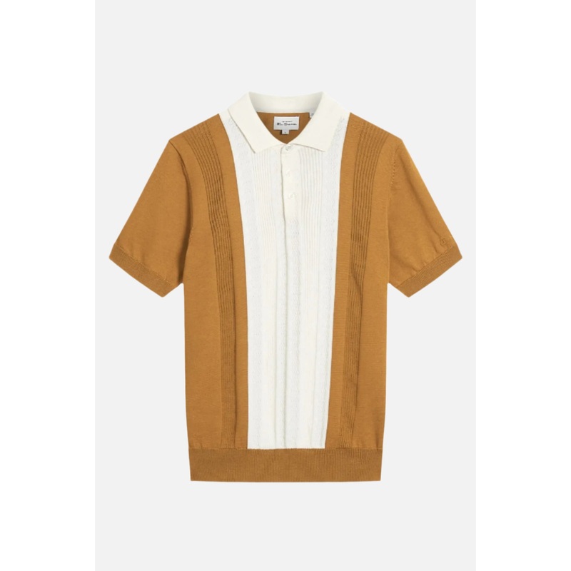 Caramel Textured Block Stripe Knitted – Polo