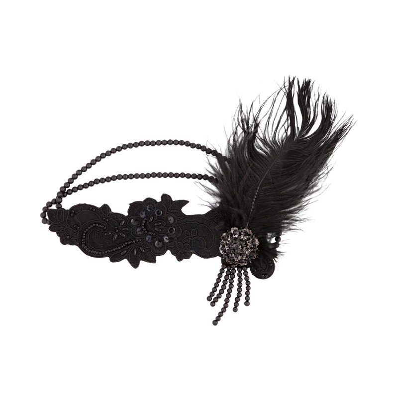Black Gatsby Feather Headband|Default Title