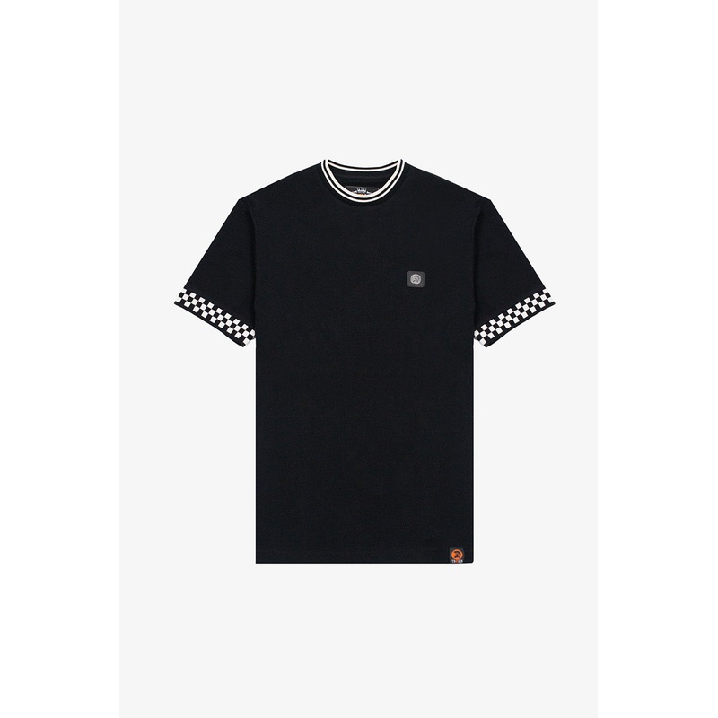 Chequerboard Trim Black – T-Shirt