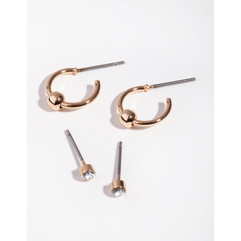 Gold Centre Ball Hoop Pack Earring