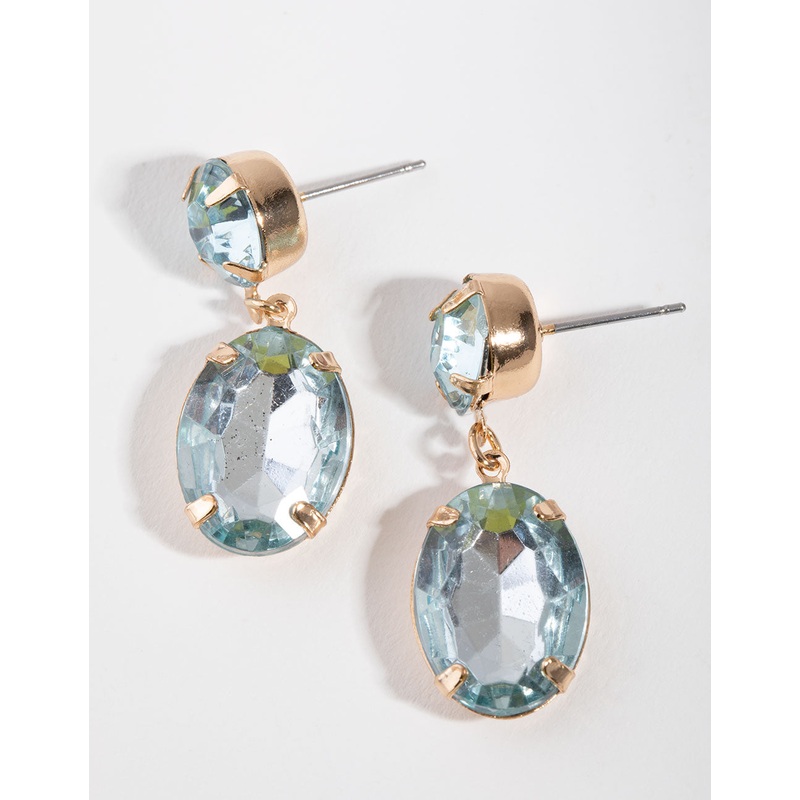 Gold Small Gem Drop Earrings|Default Title