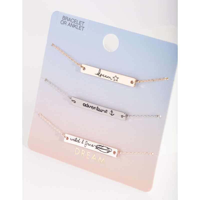 Mixed Metal Affirmation Bracelet Anklet Pack