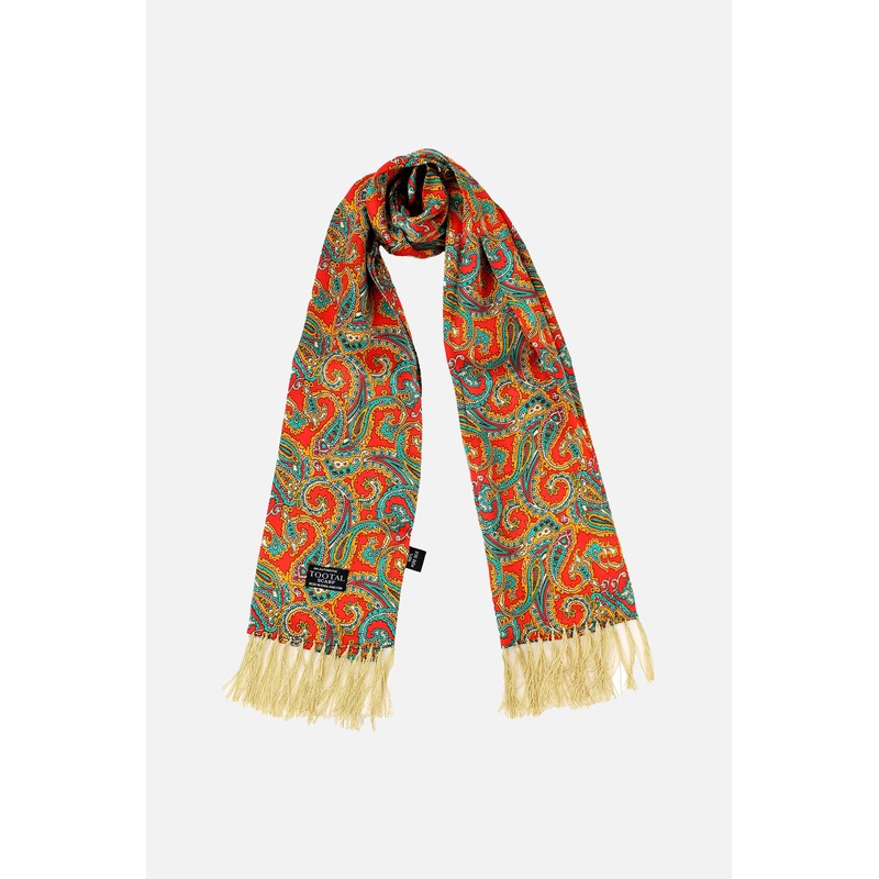 Paisley Red, Gold & Green – Silk Scarf