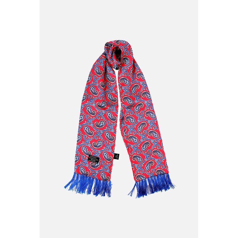 Paisley Red & Navy – Silk Scarf