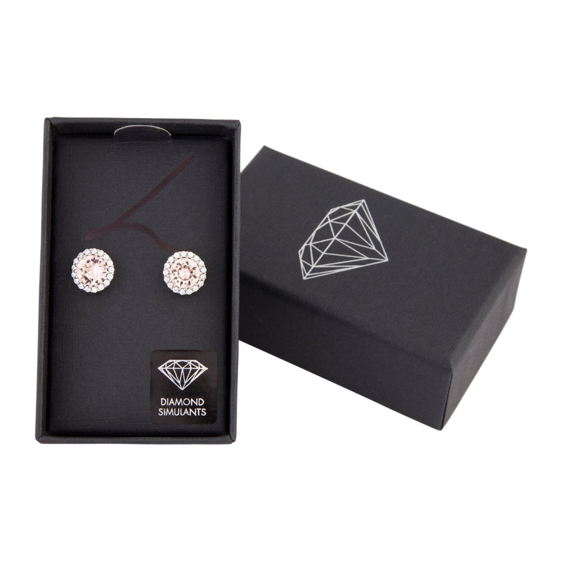 Peach Crystal Diamante Surround Stud