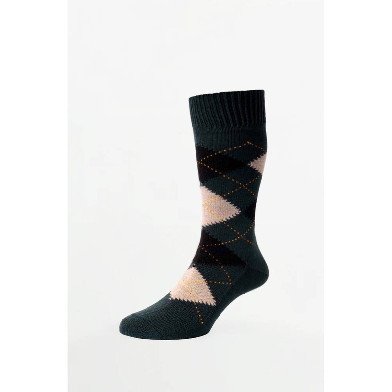 Racton Argyle Marino Wool Green – Socks