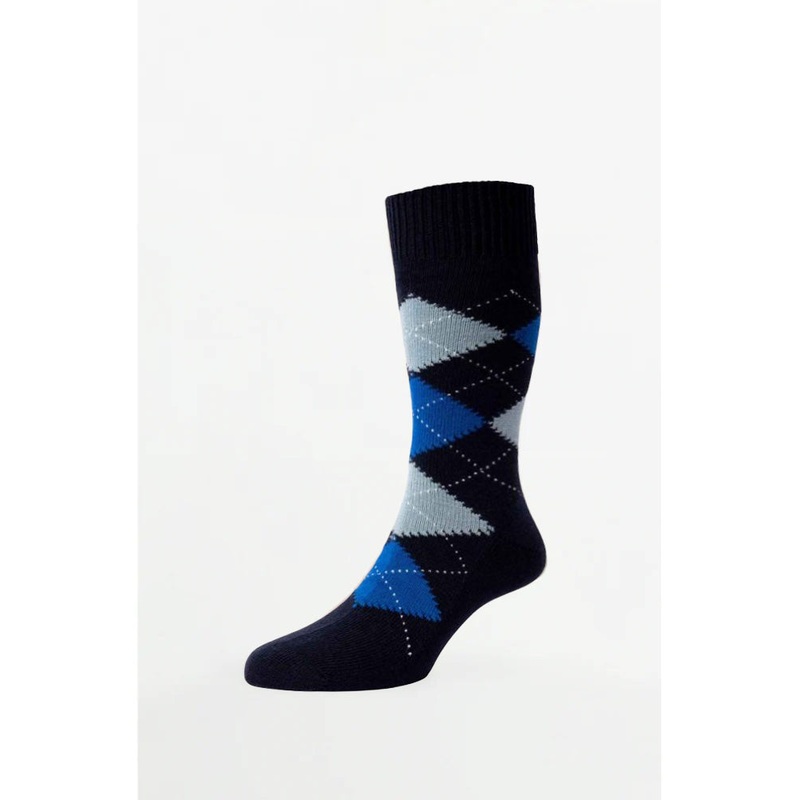 Racton Argyle Marino Wool Navy – Socks