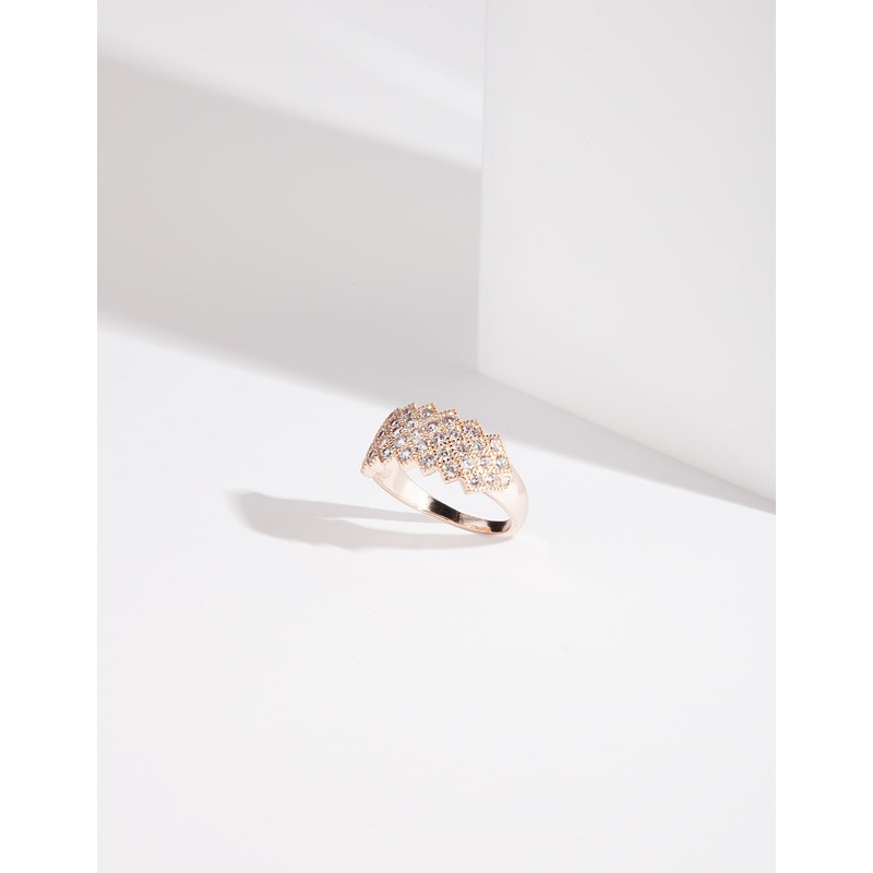 Rose Gold Cubic Zirconia Lattice Ring