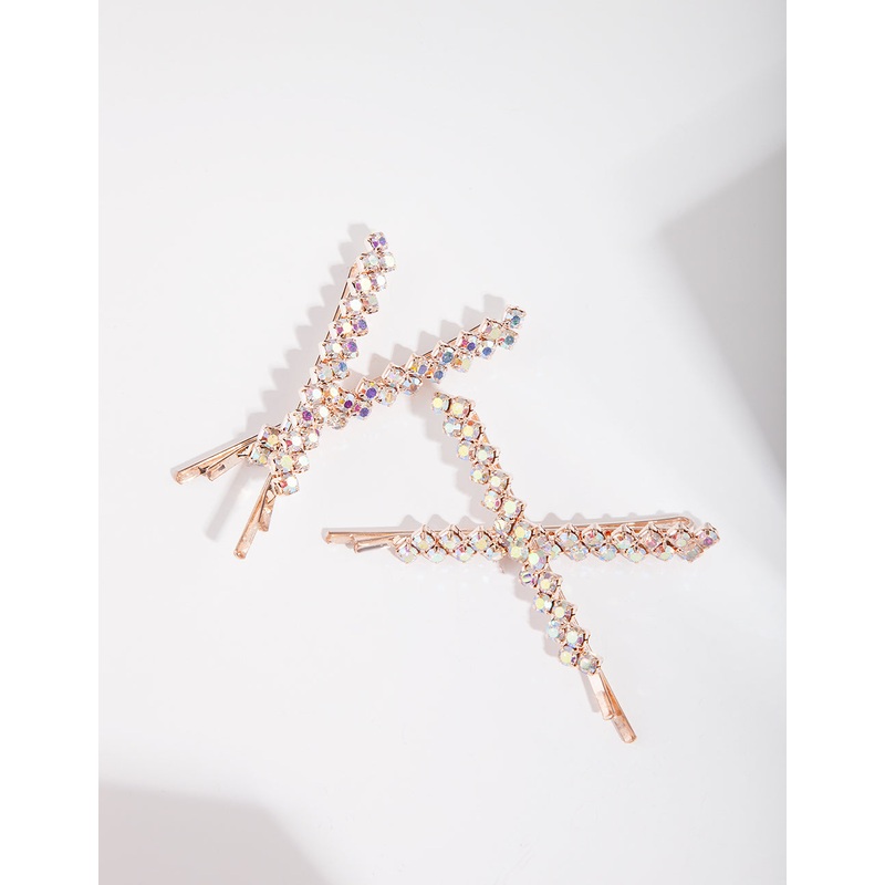 Rose Gold Diamante Reflective Pins 4-Pack