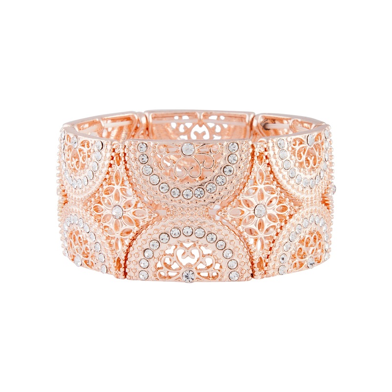 Rose Gold Filigree & Diamante Cuff