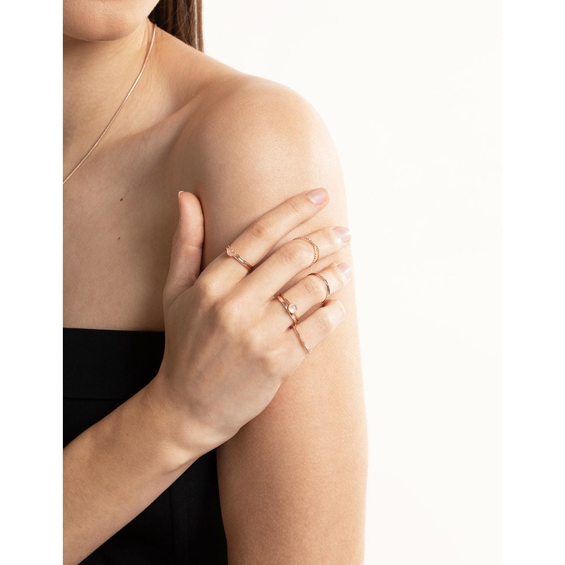 Rose Gold Quartz Ring Stack Pack