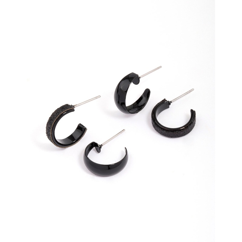 Black Glitter Hoop Earring Pack