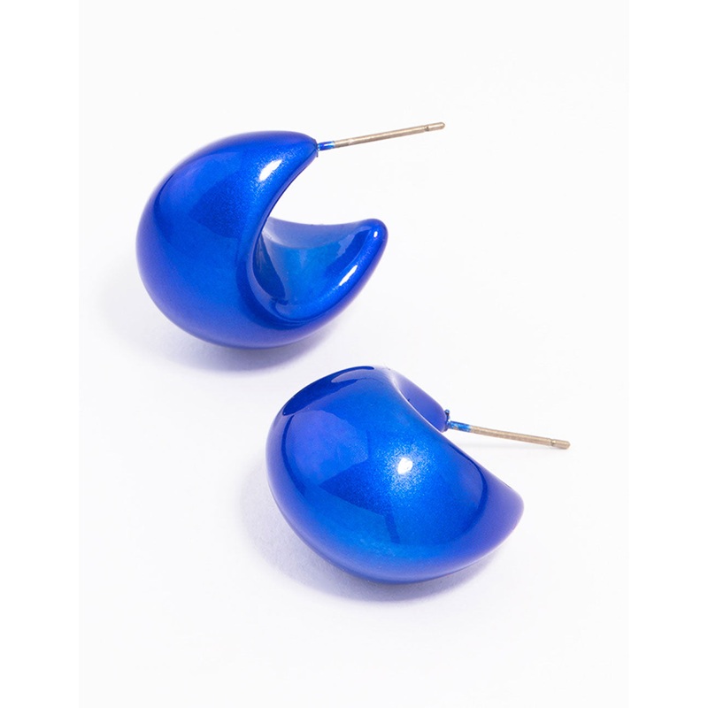 Blue Coated Bubble Hoop Earrings