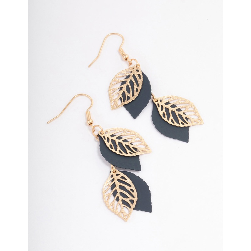 Blue Filigree Petal Drop Earrings