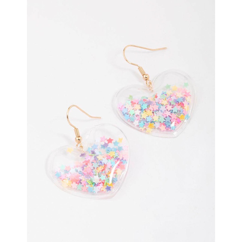 Gold Confetti Heart Drop Earrings