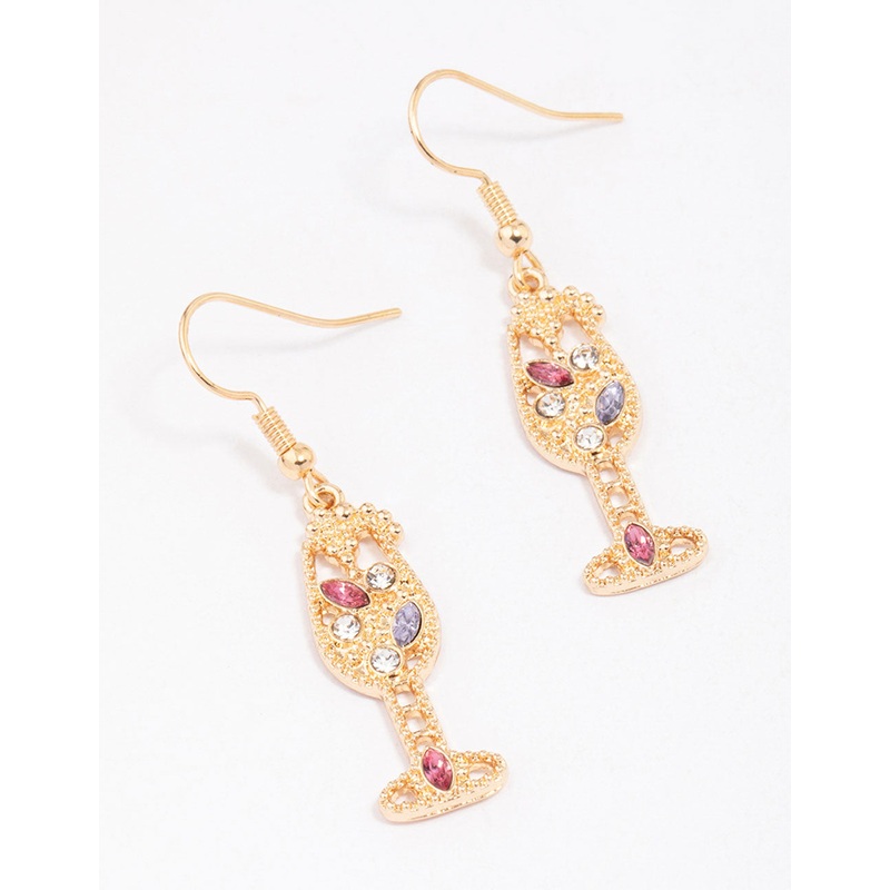 Gold Diamante Champagne Drop Earrings