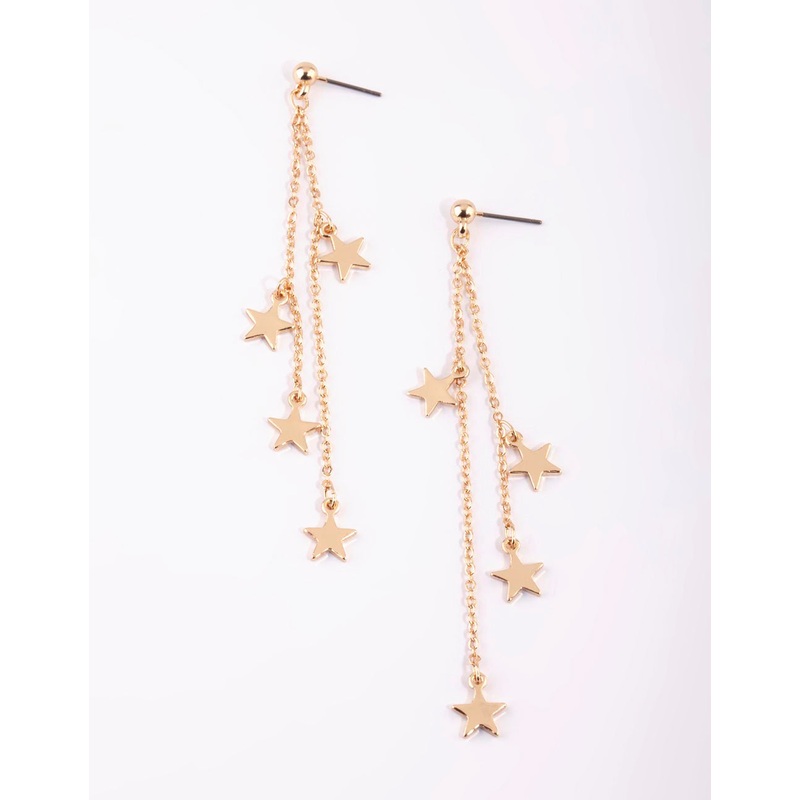 Gold Hanging Stars Drop Earrings