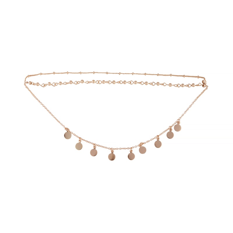 GOLD LAYERED DISC & STATION CHAIN CHOKER