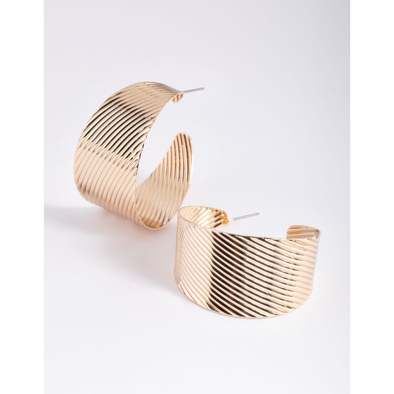 Gold Textured Hoop Earrings|Default Title