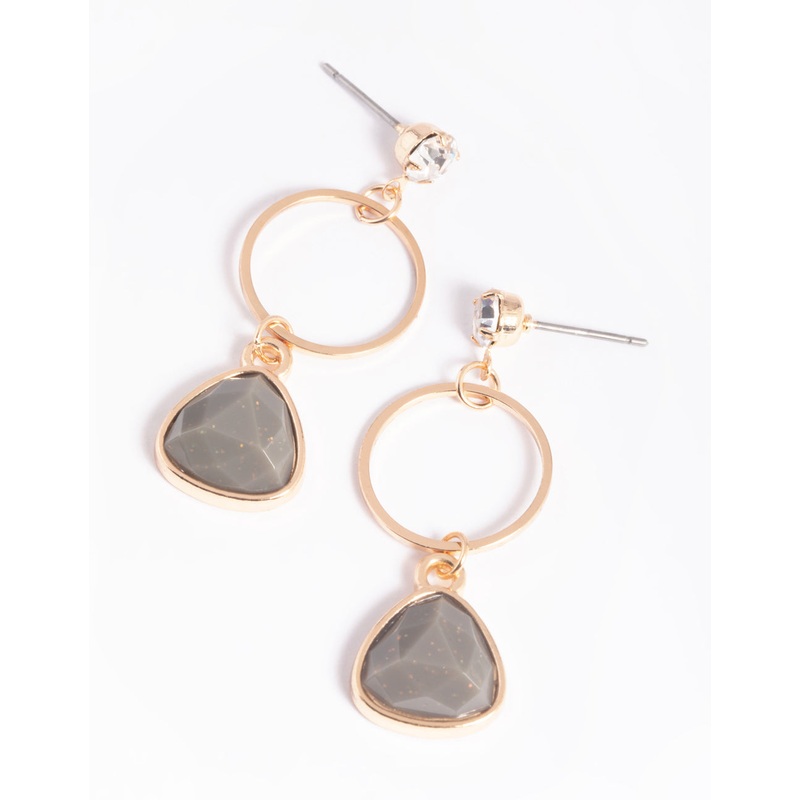 Green Triangular Drop Earrings