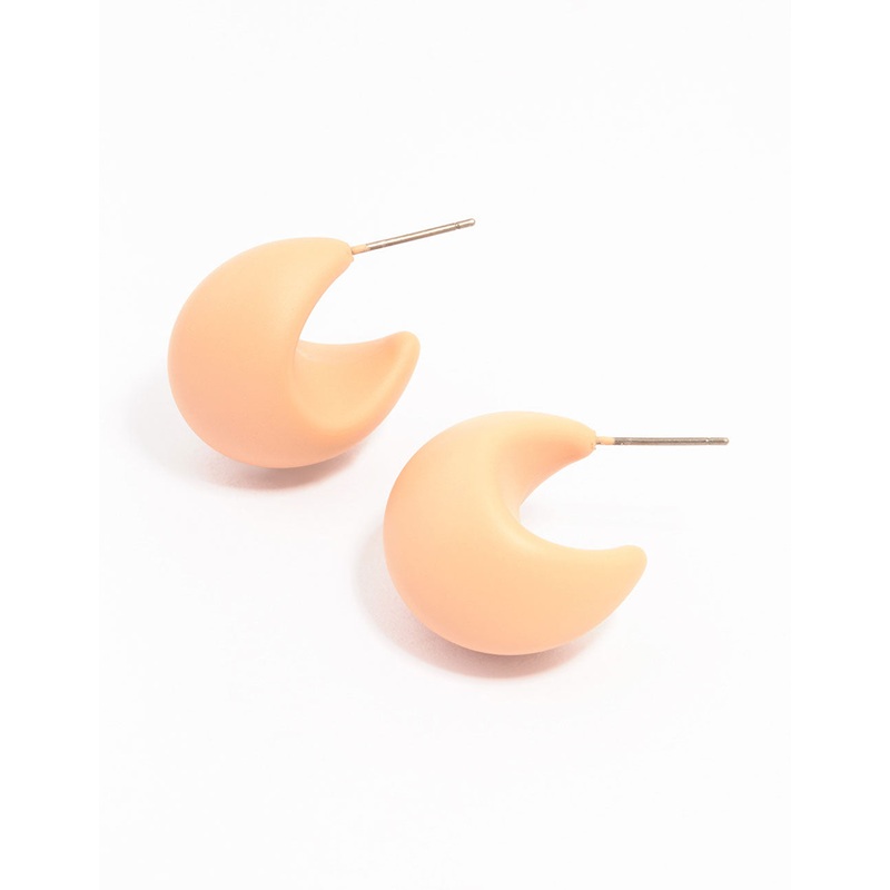 Orange Acrylic Marble Chubby C Hoop Earrings
