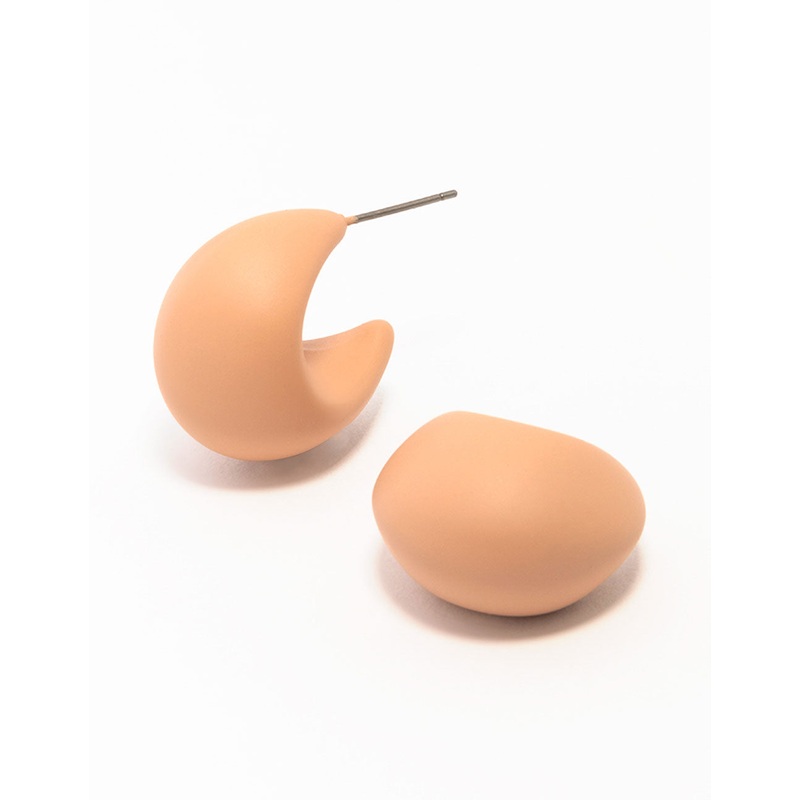 Orange Coated Bubble Hoop Earrings
