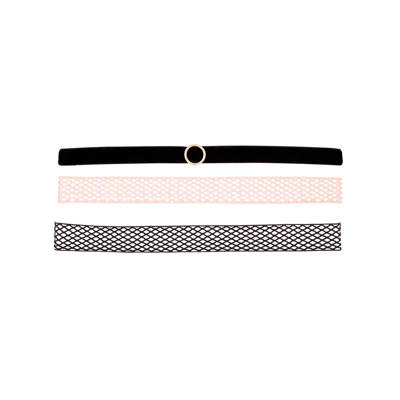 PINK & BLACK MESH CHOKER 4PACK