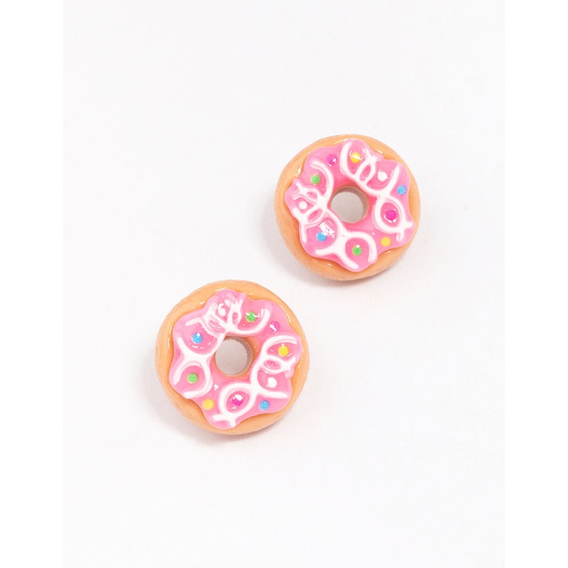 Pink Doughnut Stud Earrings|Default Title