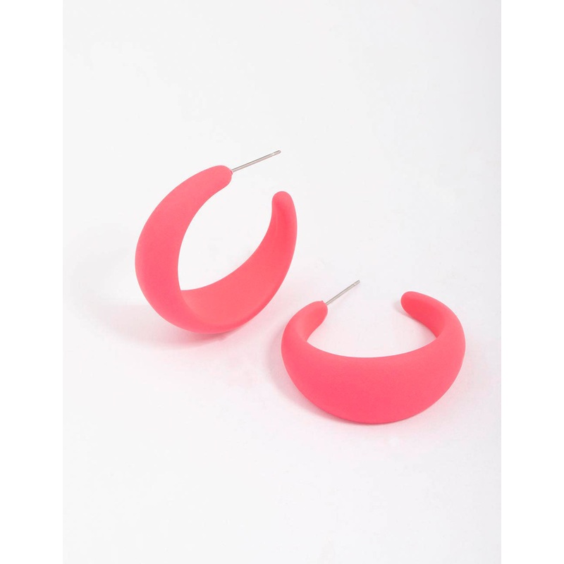 Pink Rubber Wide Hoop Earrings