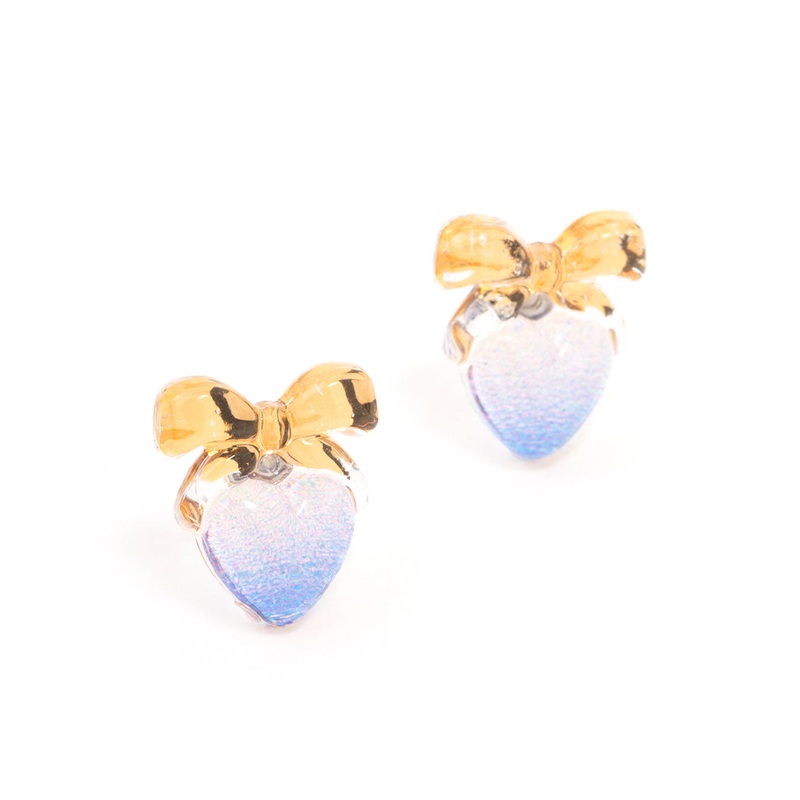 Plastic Bow Heart Stud Earrings
