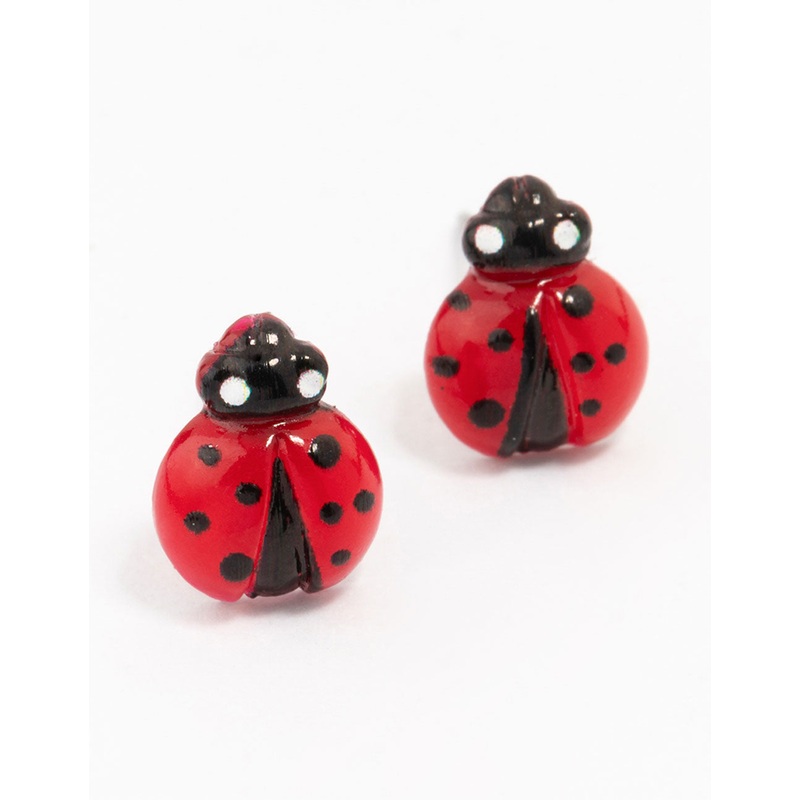 Plastic Ladybug Stud Earrings|Default Title